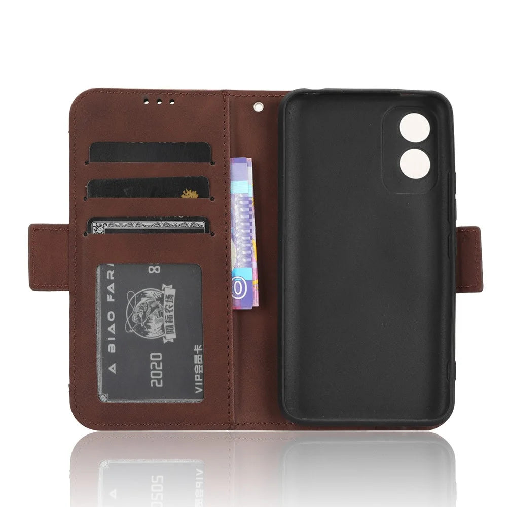 For itel A18 Multiple Card Slots Phone Case PU Leather Stand Wallet Phone Cover - Brown - 4