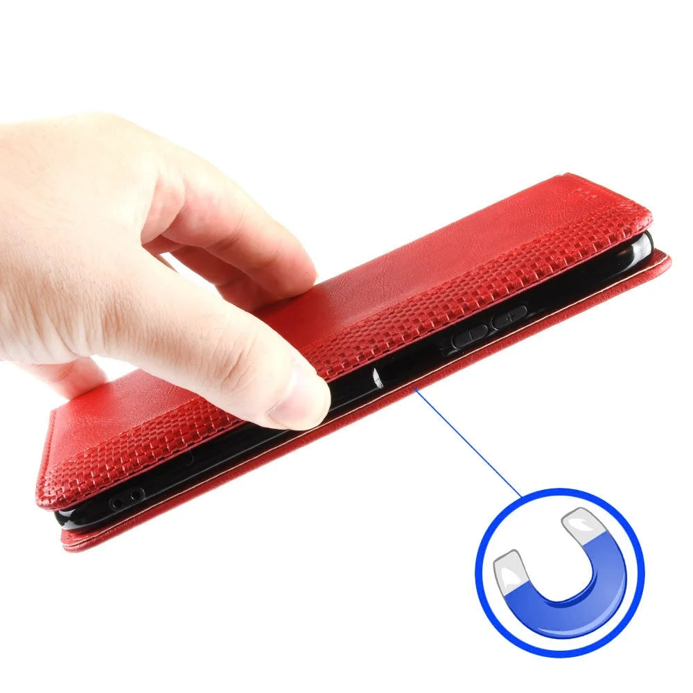 For ZTE nubia Z50 Ultra Anti-Drop Wallet Case Retro PU Leather Folio Flip Phone Cover with Stand - Red - 5
