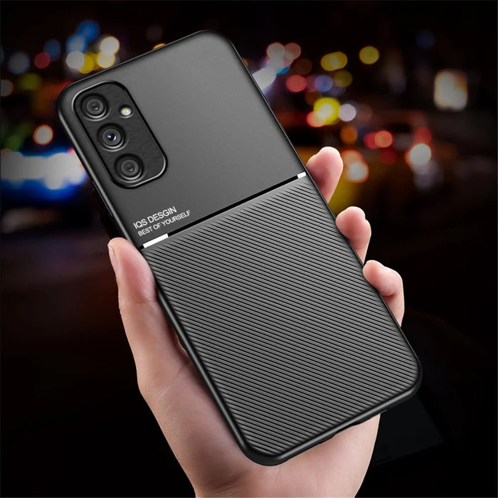 For Samsung Galaxy A34 5G Smartphone Case Lines Imprinted Leather+TPU Cell Phone Cover - Red - 3