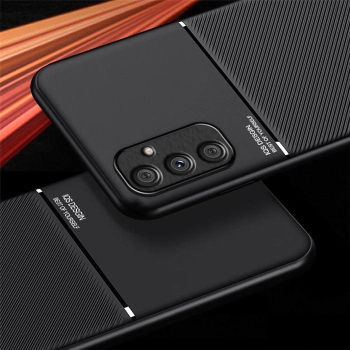 For Samsung Galaxy A34 5G Smartphone Case Lines Imprinted Leather+TPU Cell Phone Cover - Red - 4