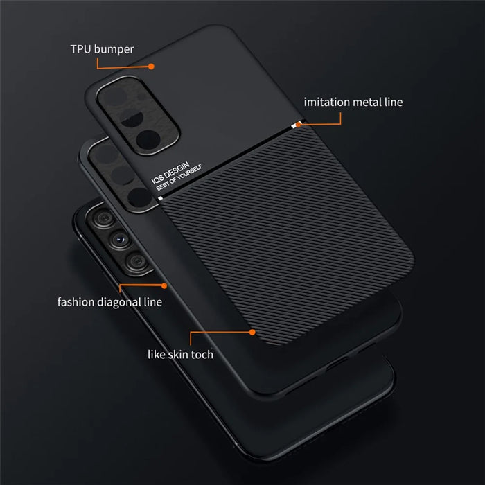 For Samsung Galaxy A34 5G Smartphone Case Lines Imprinted Leather+TPU Cell Phone Cover - Red - 7
