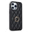 For iPhone 12 Pro Max Anti-Dust PU Leather+TPU Phone Case Stitching Rhombus Ring Holder Kickstand Phone Shell - Black - 1