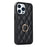 PU Leather+TPU Phone Case for iPhone 13 Pro Max , Stitching Rhombus Ring Holder Kickstand Phone Cover - Black - 1