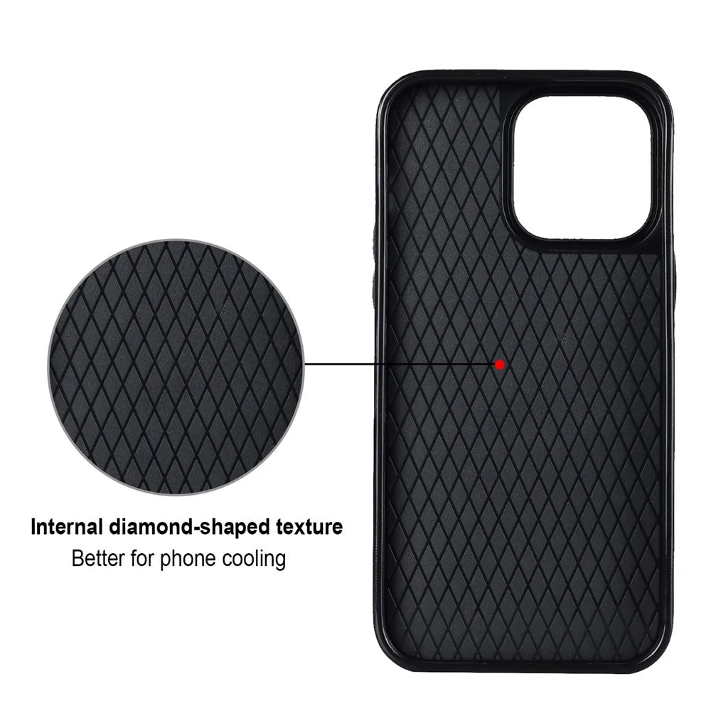 For iPhone 13 Pro 6.1 inch Stitching Rhombus Ring Holder PU Leather+TPU Phone Case Kickstand Phone Cover - Black - 6