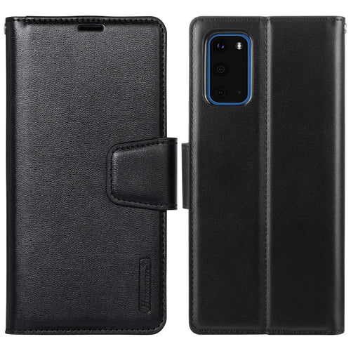 HANMAN Mill Series for Samsung Galaxy S20 5G / 4G Leather Phone Case Stand Wallet Anti-drop Phone Cover - Black - 1
