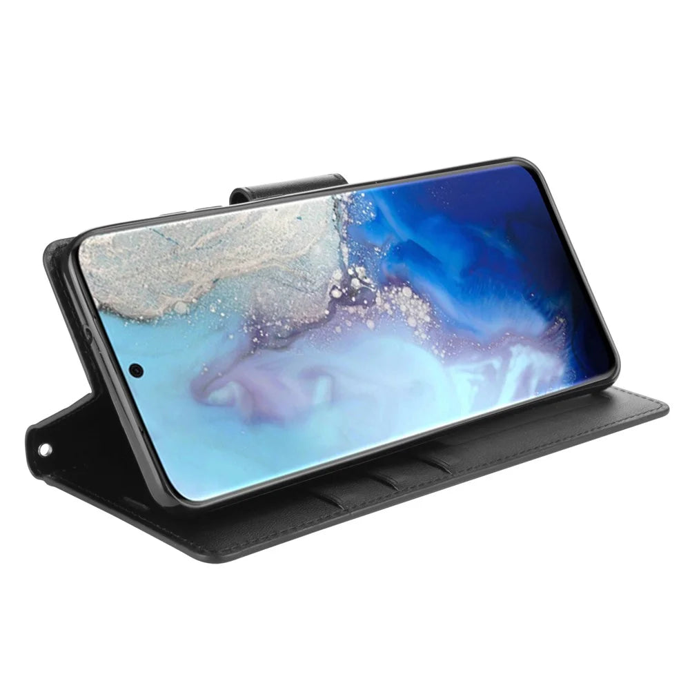 HANMAN Mill Series for Samsung Galaxy S20 5G / 4G Leather Phone Case Stand Wallet Anti-drop Phone Cover - Black - 2