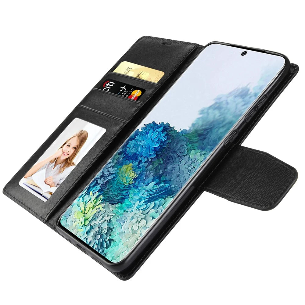 HANMAN Mill Series for Samsung Galaxy S20 5G / 4G Leather Phone Case Stand Wallet Anti-drop Phone Cover - Black - 3