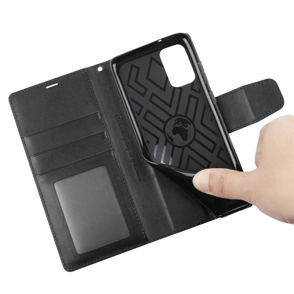 HANMAN Mill Series for Samsung Galaxy S20 5G / 4G Leather Phone Case Stand Wallet Anti-drop Phone Cover - Black - 4
