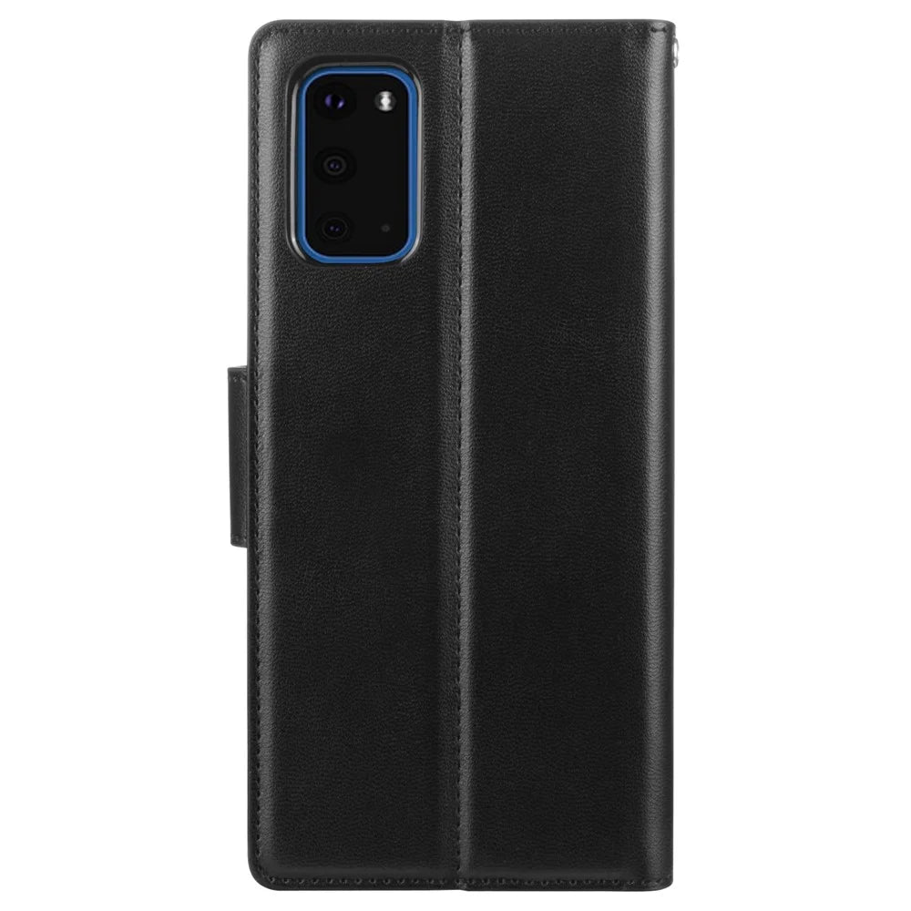 HANMAN Mill Series for Samsung Galaxy S20 5G / 4G Leather Phone Case Stand Wallet Anti-drop Phone Cover - Black - 6