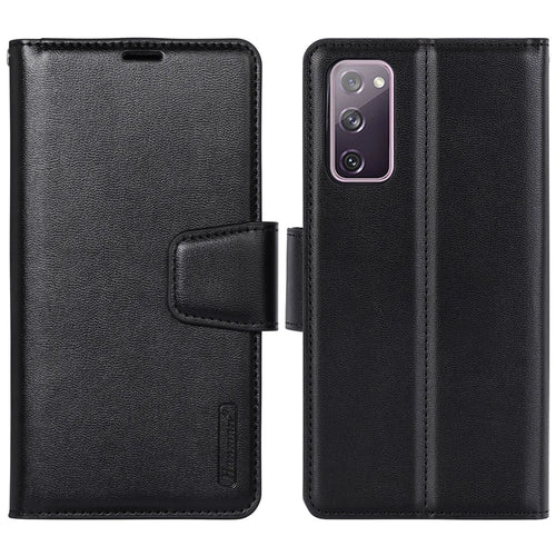 HANMAN Mill Series for Samsung Galaxy S20 FE 4G / FE 5G / S20 Lite / S20 FE 2022 Phone Case PU Leather Stand Wallet Cover - Black - 1