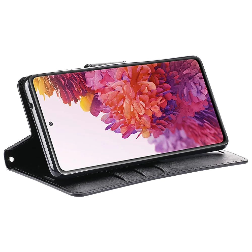 HANMAN Mill Series for Samsung Galaxy S20 FE 4G / FE 5G / S20 Lite / S20 FE 2022 Phone Case PU Leather Stand Wallet Cover - Black - 2