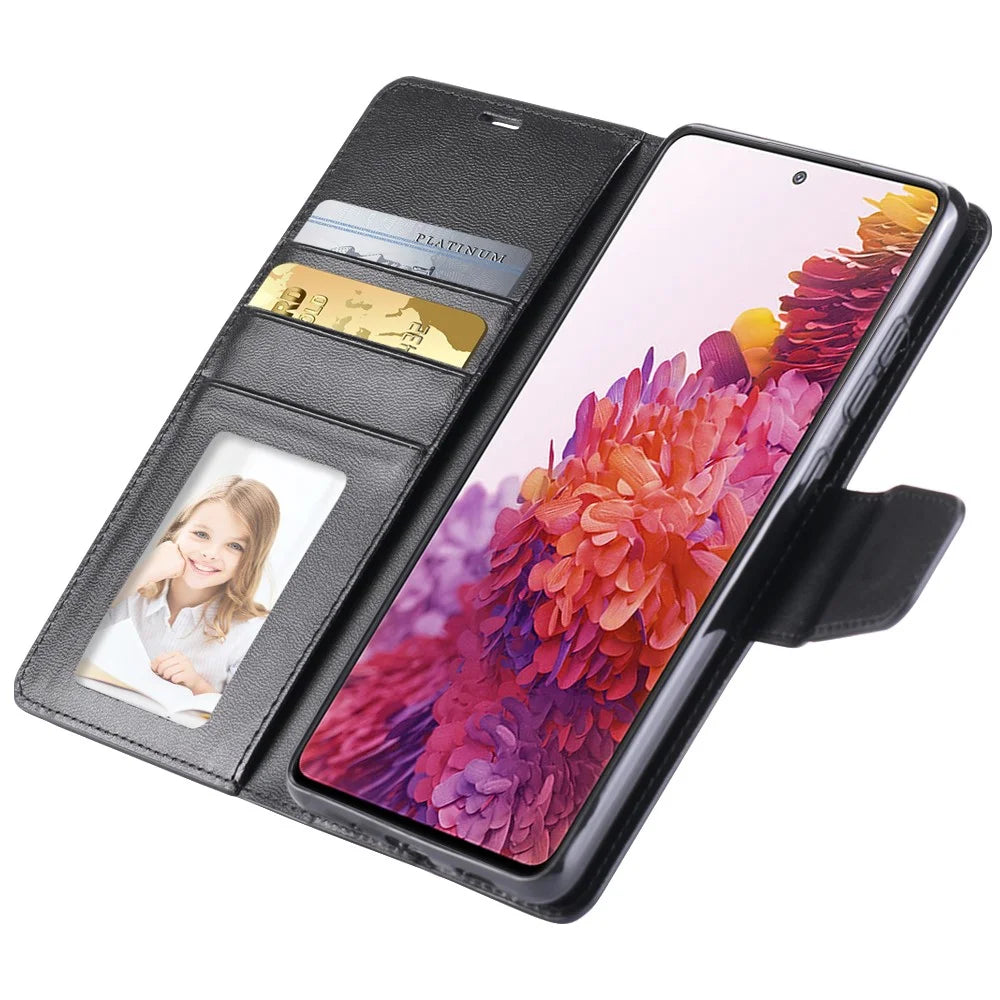 HANMAN Mill Series for Samsung Galaxy S20 FE 4G / FE 5G / S20 Lite / S20 FE 2022 Phone Case PU Leather Stand Wallet Cover - Black - 3