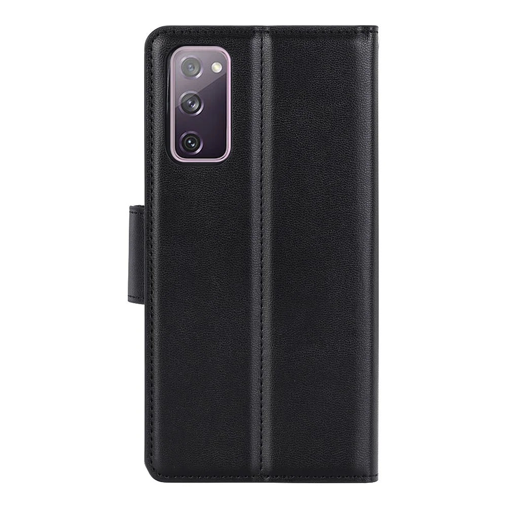 HANMAN Mill Series for Samsung Galaxy S20 FE 4G / FE 5G / S20 Lite / S20 FE 2022 Phone Case PU Leather Stand Wallet Cover - Black - 5