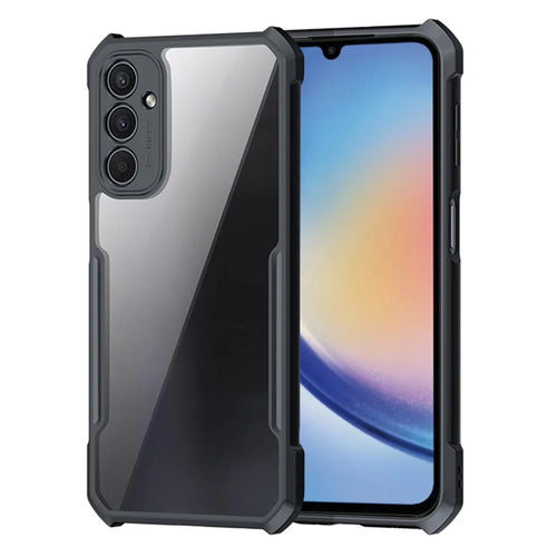 XUNDD For Samsung Galaxy A24 4G (162.1 x 77.6 x 8.3mm) Acrylic+TPU Phone Case Shockproof Airbag Phone Cover - Black Transparent - 1