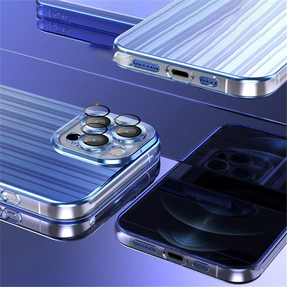 TPU Back Cover for iPhone 13 Pro 6.1 inch with Lens Film Electroplating Streamer Brushed Phone Case - Purple - 6
