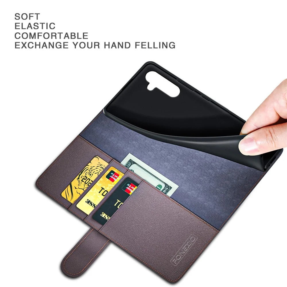 For Samsung Galaxy A24 4G (162.1 x 77.6 x 8.3mm) Flip Stand Drop-proof Cover Genuine Cow Leather Phone Wallet Case - Black - 4