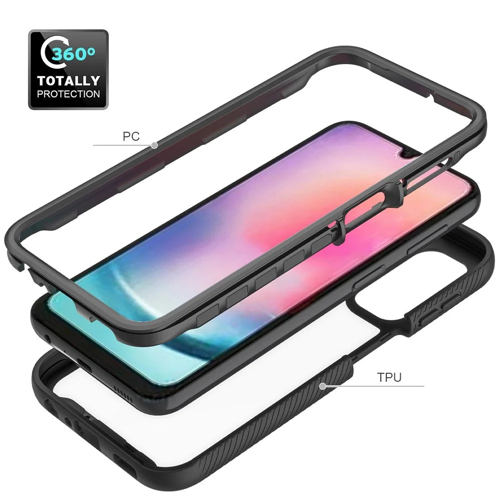 For Samsung Galaxy A24 4G (162.1 x 77.6 x 8.3mm) Anti-drop Cell Phone Case Acrylic+PC+TPU Phone Cover - Black - 3