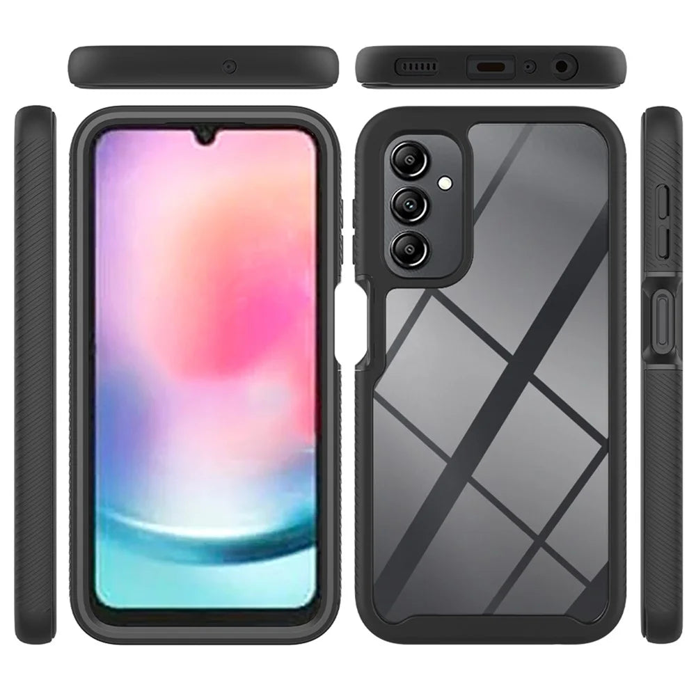 For Samsung Galaxy A24 4G (162.1 x 77.6 x 8.3mm) Anti-drop Cell Phone Case Acrylic+PC+TPU Phone Cover - Black - 6