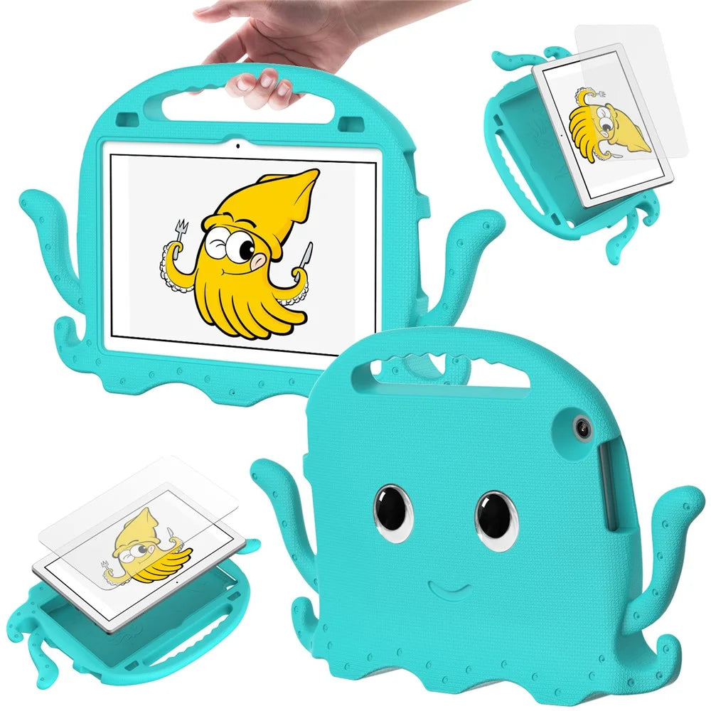 For Lenovo Tab M10 (Gen 3) Tablet EVA Case Cartoon Octopus Hand Grip Tablet Cover with Shoulder Strap - Baby Blue - 1