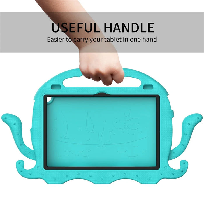 For Lenovo Tab M10 (Gen 3) Tablet EVA Case Cartoon Octopus Hand Grip Tablet Cover with Shoulder Strap - Baby Blue - 4