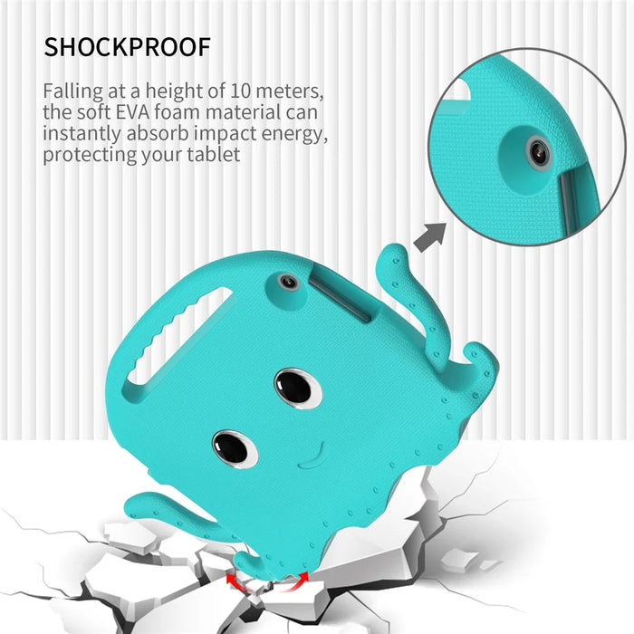 For Lenovo Tab M10 (Gen 3) Tablet EVA Case Cartoon Octopus Hand Grip Tablet Cover with Shoulder Strap - Baby Blue - 5