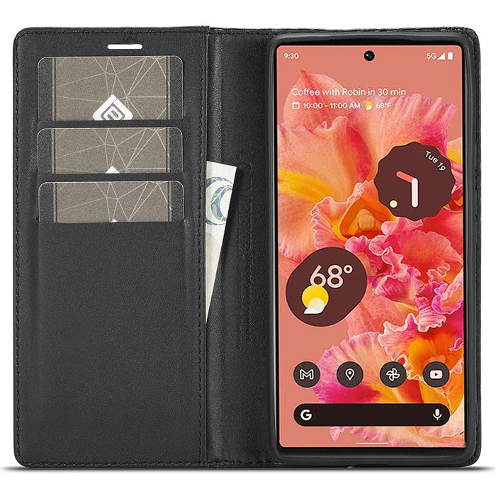 LC.IMEEKE For Google Pixel 7a PU Leather Wallet Phone Case Carbon Fiber Texture Stand Cover - Vertical Stripe - 2