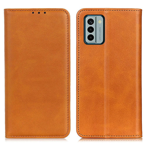 Split Leather Phone Case for Nokia G22 , Anti-drop Wallet Flip Stand Phone Cover - Brown - 1