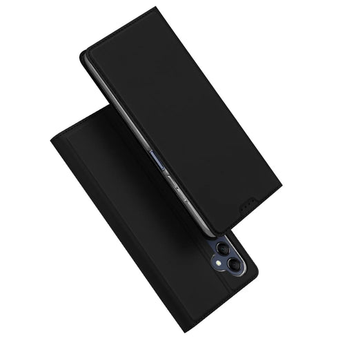 DUX DUCIS Skin Pro Series for Samsung Galaxy M14 5G Phone Case with Card Holder PU Leather Stand Flip Cover - Black - 1