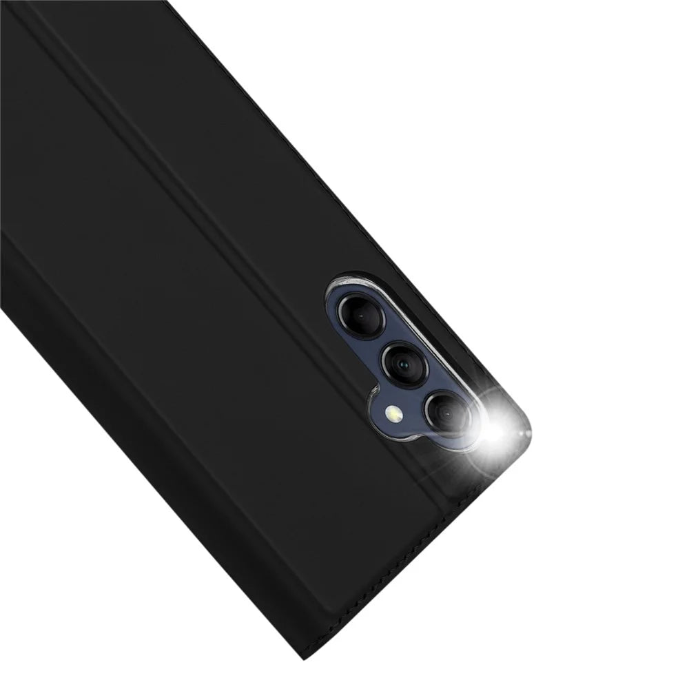 DUX DUCIS Skin Pro Series for Samsung Galaxy M14 5G Phone Case with Card Holder PU Leather Stand Flip Cover - Black - 4