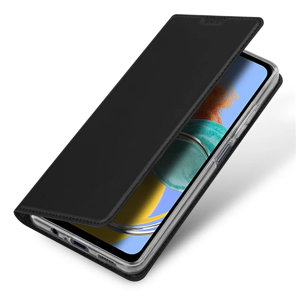 DUX DUCIS Skin Pro Series for Samsung Galaxy M14 5G Phone Case with Card Holder PU Leather Stand Flip Cover - Black - 5