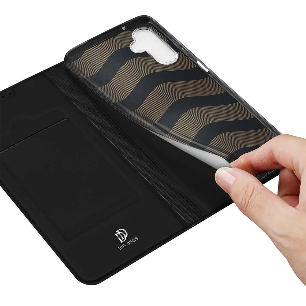 DUX DUCIS Skin Pro Series for Samsung Galaxy M14 5G Phone Case with Card Holder PU Leather Stand Flip Cover - Black - 7