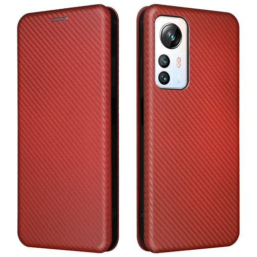 For Blackview A85 Carbon Fiber Texture Phone Case Leather Flip Stand Cover with Card Holder, Kickstand - Brown - 1