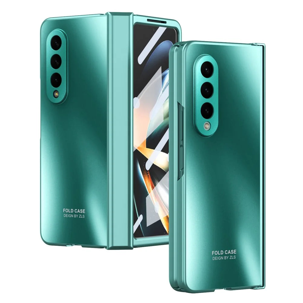 For Samsung Galaxy Z Fold4 5G Hard PC Phone Case Anti-Drop Protective Phone Shell Cover with Screen Film - Green - 2