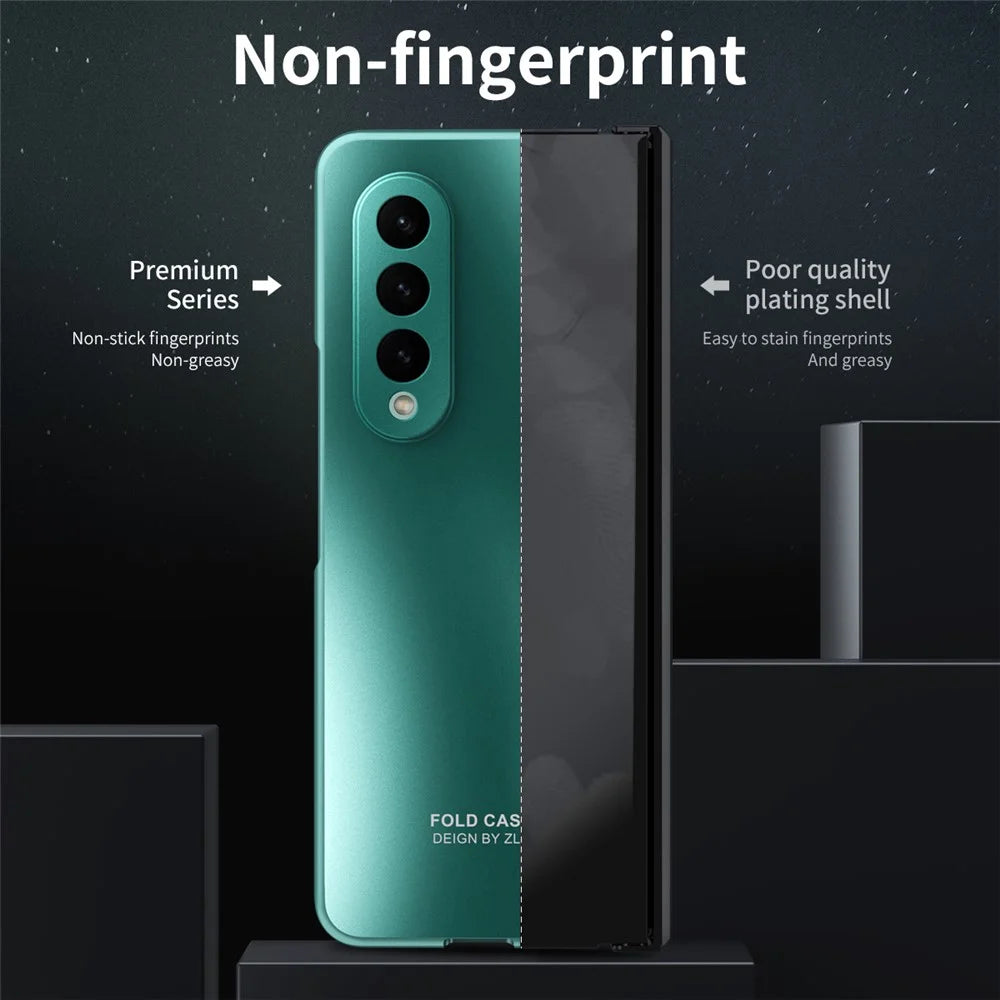 For Samsung Galaxy Z Fold4 5G Hard PC Phone Case Anti-Drop Protective Phone Shell Cover with Screen Film - Green - 7