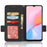 For Blackview A85 Wallet Phone Case PU Leather Litchi Texture Stand Cover with Strap - Black - 2