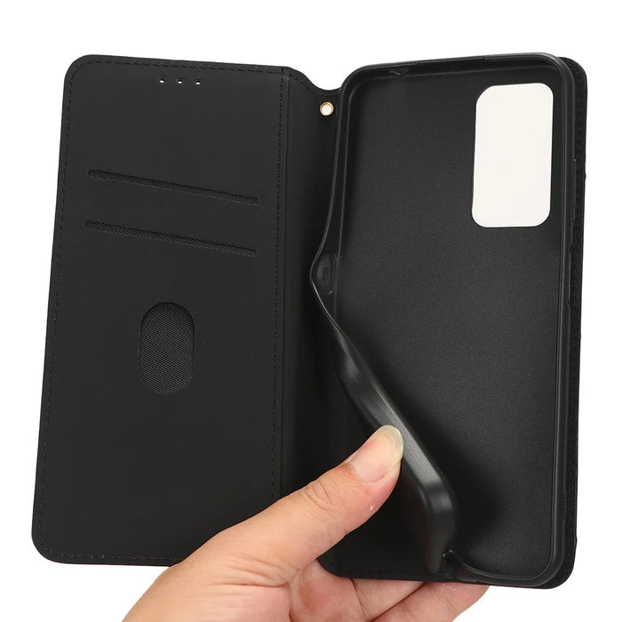 For Blackview A85 PU Leather Imprinted Rhombus Pattern Phone Case Stand Wallet Flip Cover - Black - 4