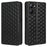 For Realme V30 5G / V30t PU Leather Wallet Case Imprinted Rhombus Pattern Stand Phone Cover - Black - 1