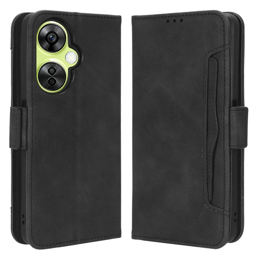 For OnePlus Nord CE 3 Lite 5G / Nord N30 5G Multiple Card Slots Phone Case Leather Wallet Stand Cover - Black - 1