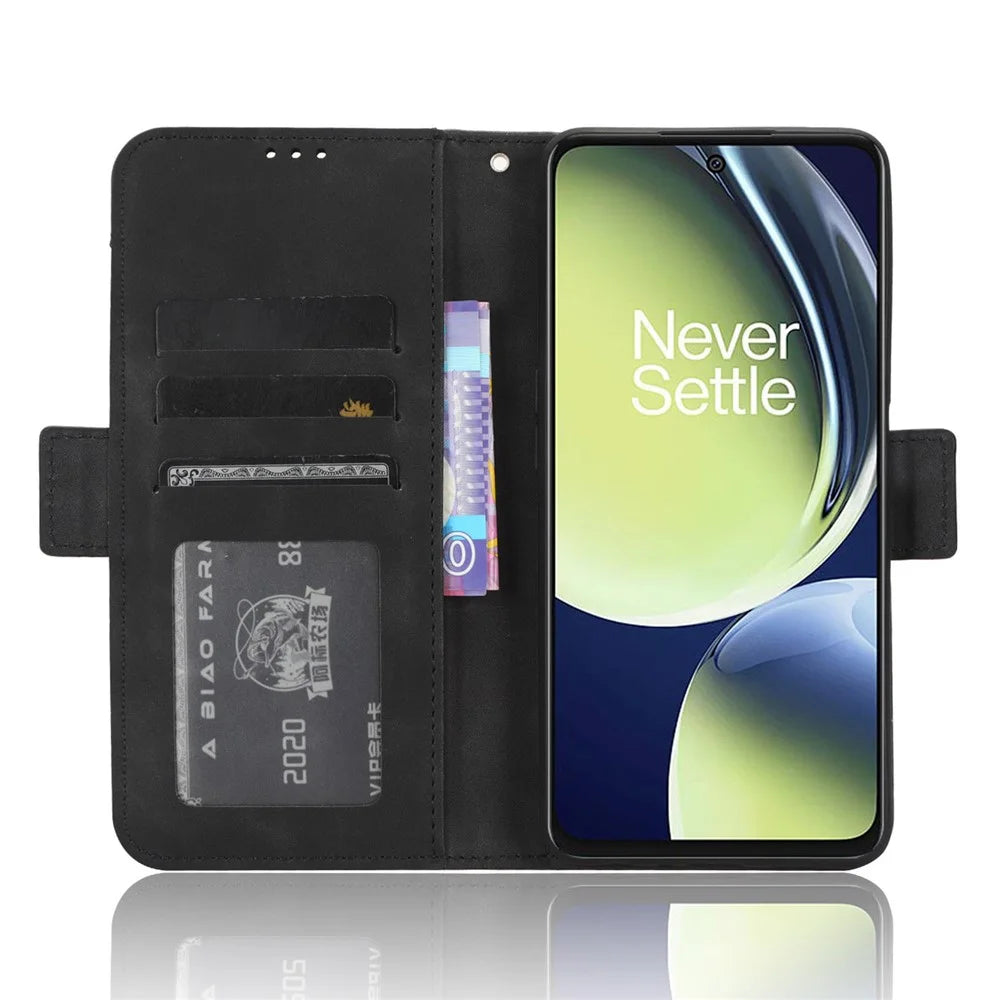 For OnePlus Nord CE 3 Lite 5G / Nord N30 5G Multiple Card Slots Phone Case Leather Wallet Stand Cover - Black - 2