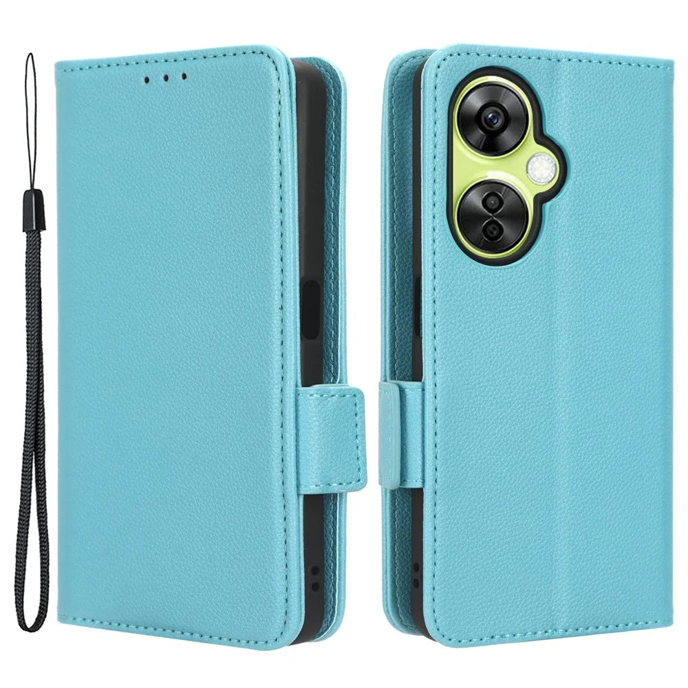 For OnePlus Nord CE 3 Lite 5G / Nord N30 5G PU Leather Case Litchi Texture Wallet Stand Phone Cover - Baby Blue - 1