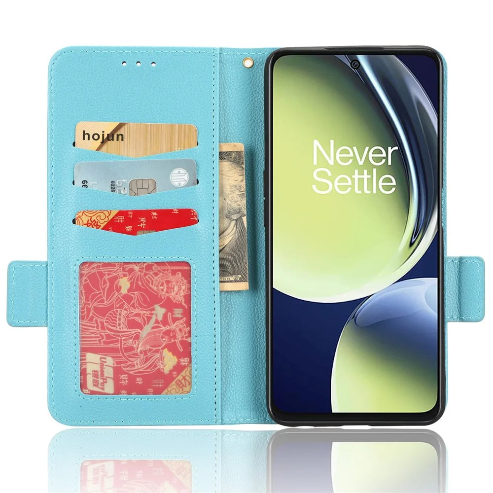 For OnePlus Nord CE 3 Lite 5G / Nord N30 5G PU Leather Case Litchi Texture Wallet Stand Phone Cover - Baby Blue - 2