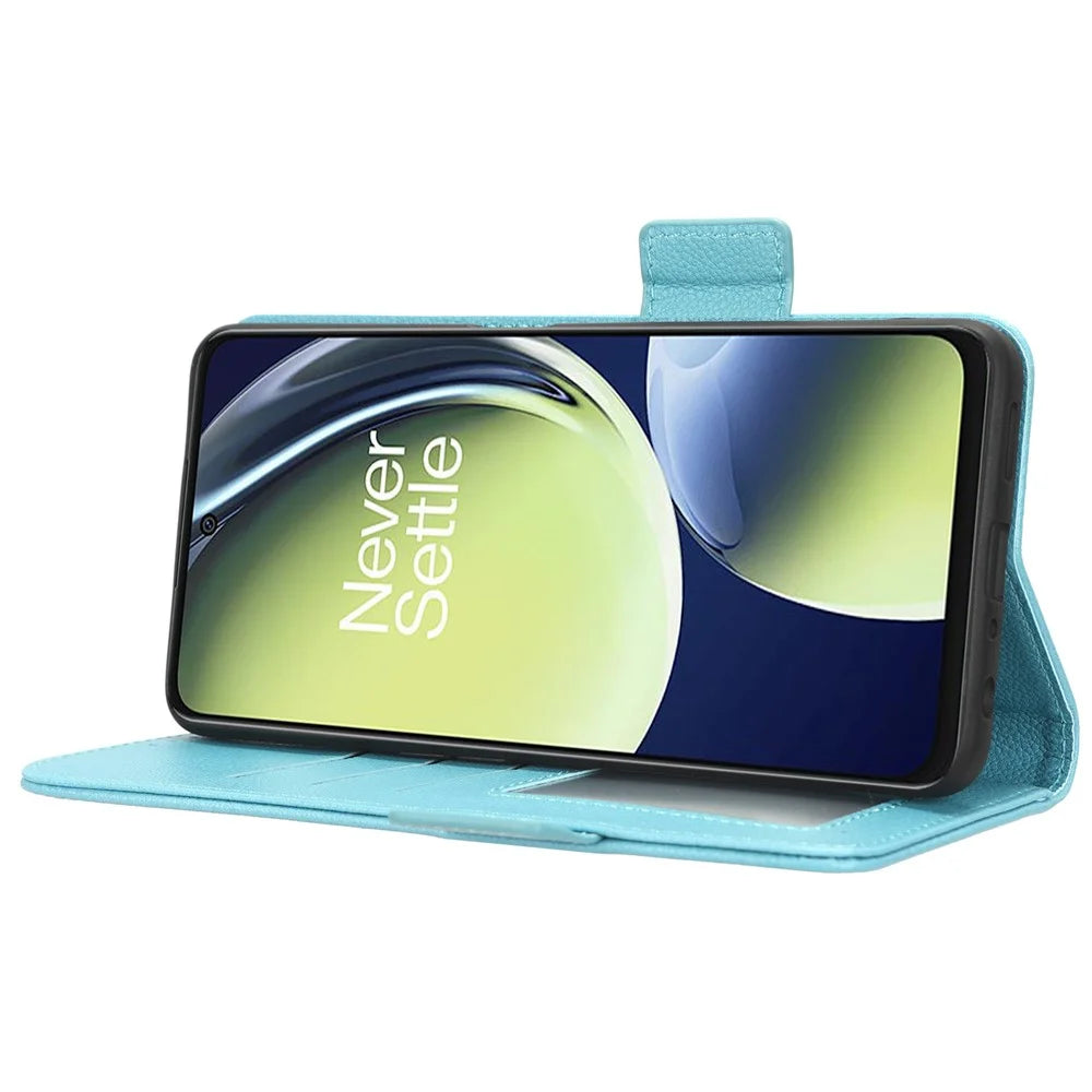 For OnePlus Nord CE 3 Lite 5G / Nord N30 5G PU Leather Case Litchi Texture Wallet Stand Phone Cover - Baby Blue - 3
