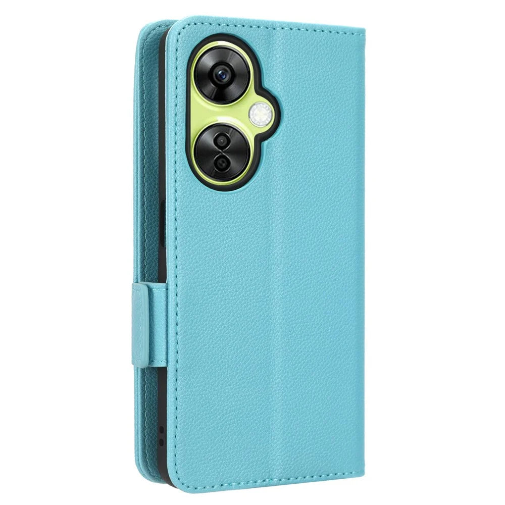 For OnePlus Nord CE 3 Lite 5G / Nord N30 5G PU Leather Case Litchi Texture Wallet Stand Phone Cover - Baby Blue - 6