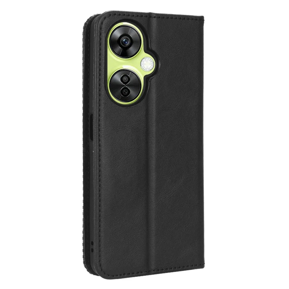 For OnePlus Nord CE 3 Lite 5G / Nord N30 5G Wallet Phone Case Retro PU Leather Mobile Phone Stand Cover - Black - 7