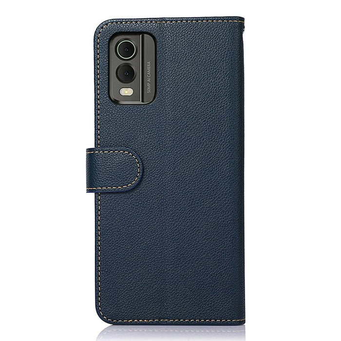 KHAZNEH For Nokia C32 Litchi Texture RFID Blocking Phone Case Leather Wallet Stand Anti-drop Cover - Blue - 7