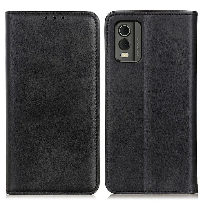 Protective Phone Case for Nokia C32 , Magnetic Auto Closing Split Leather Wallet Stand Phone Cover - Black - 1