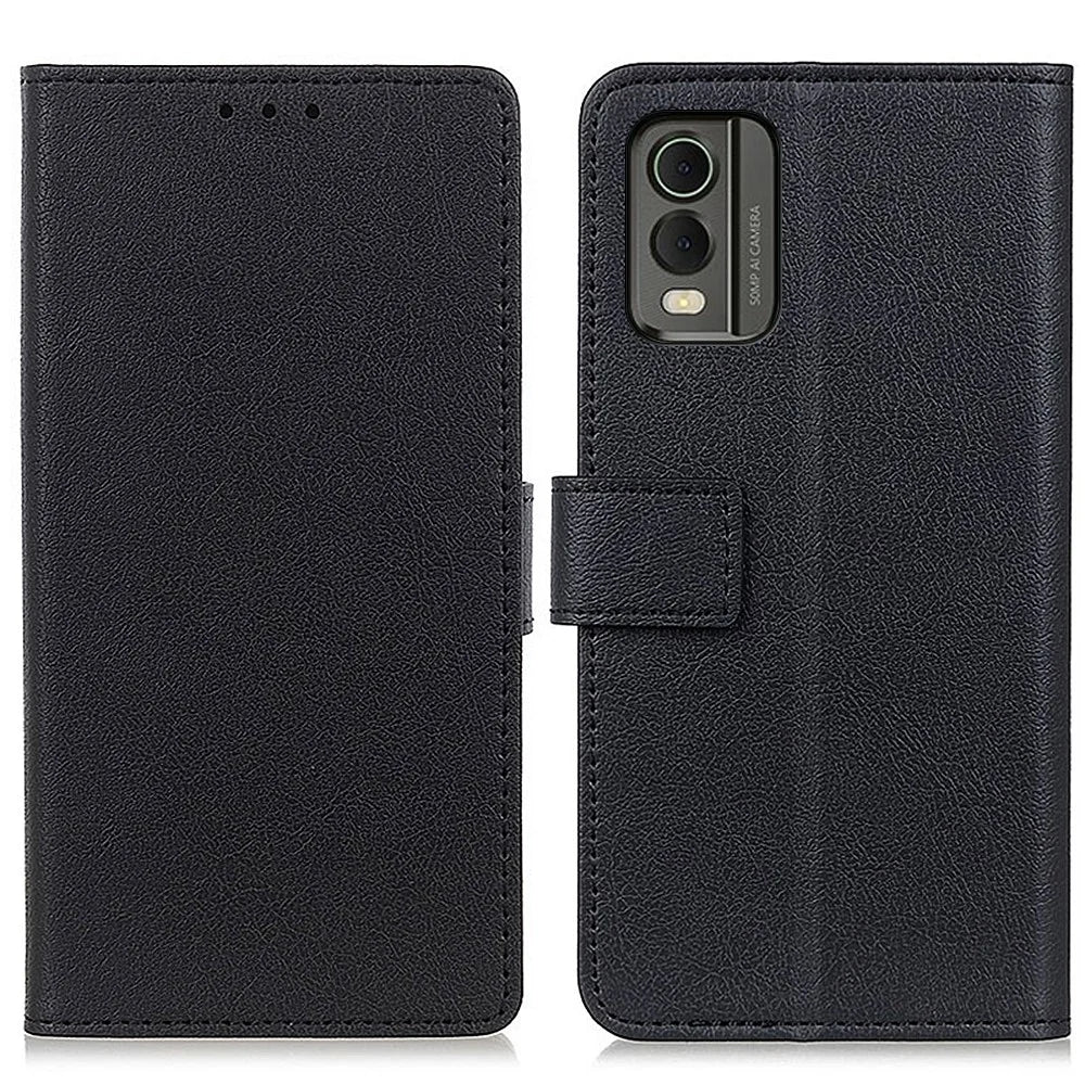 For Nokia C32 Shockproof PU Leather Phone Case Magnetic Flip Cover Stand Wallet Shell - Black - 1
