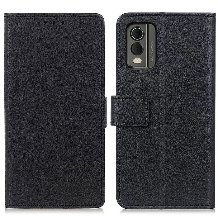 For Nokia C32 Shockproof PU Leather Phone Case Magnetic Flip Cover Stand Wallet Shell - Black - 1