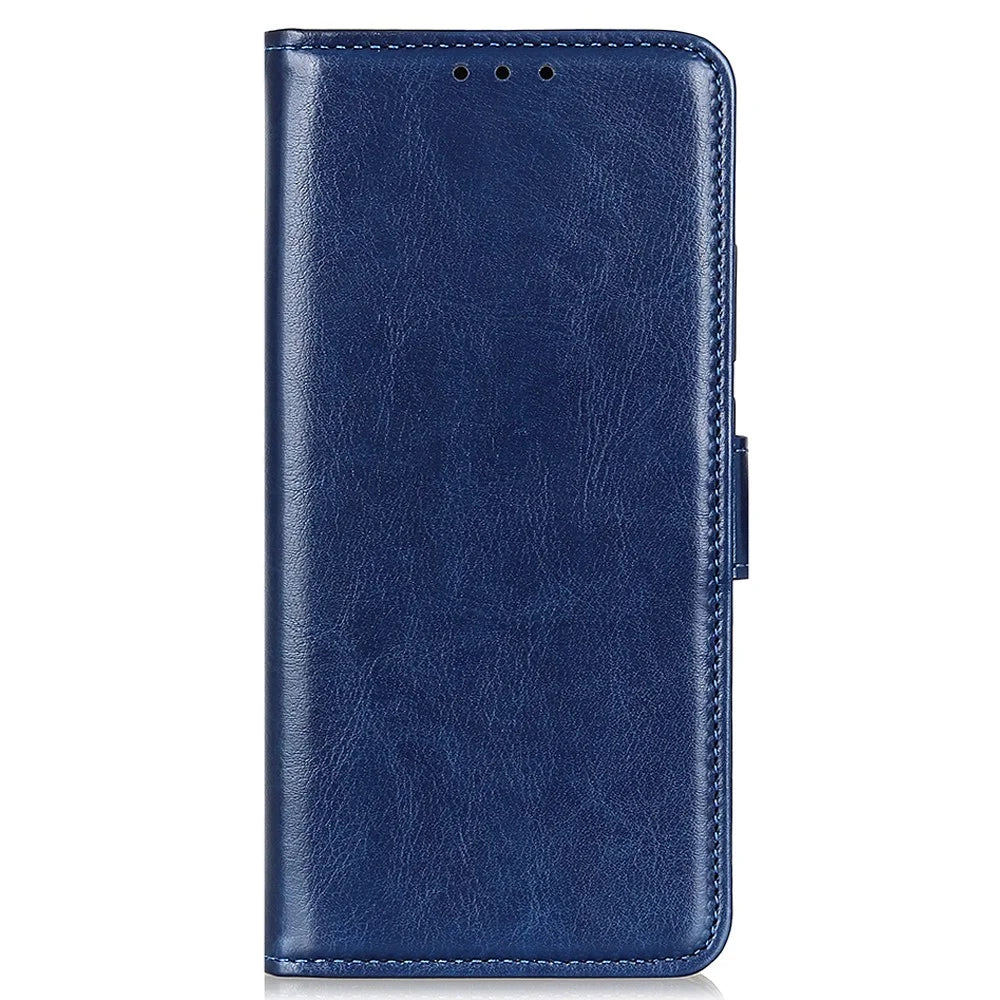 Phone Wallet Case for Nokia C32 Magnetic Clasp Crazy Horse Texture Stand PU Leather Cover - Blue - 6