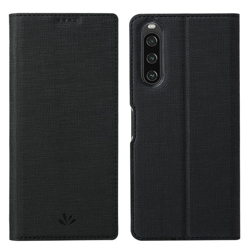 VILI DMX Series for Sony Xperia 10 V Card Slot Phone Case Mobile Phone PU Leather Stand Cover - Black - 1